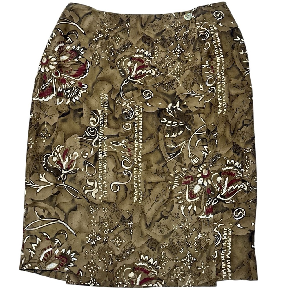 100% silk 90s boho earthy goth wrap skirt, Dana Buchman size 14